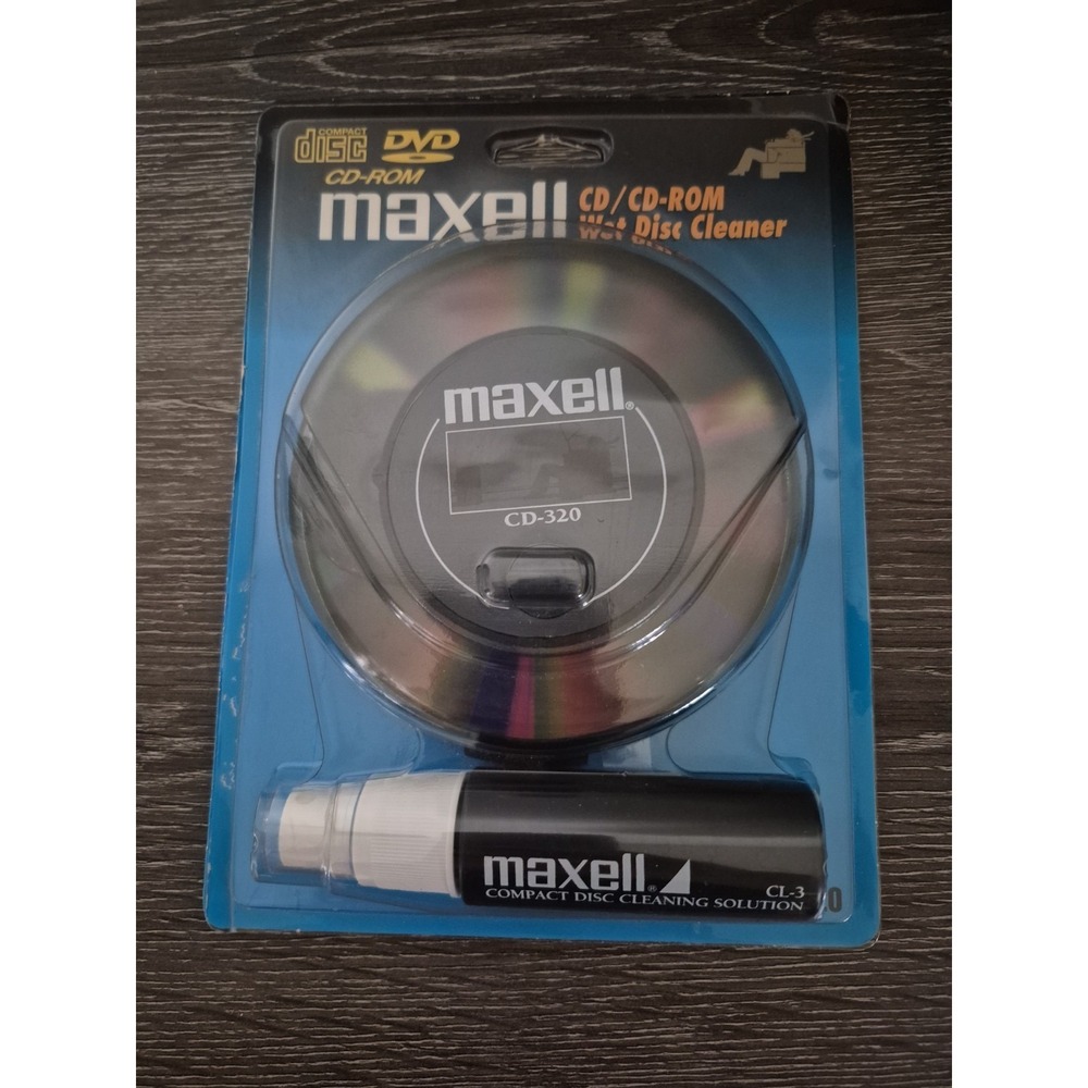 Maxell Cd Cd-Rom DVD Wet Disc Cleaner CD-320 Sealed Vintage NOS